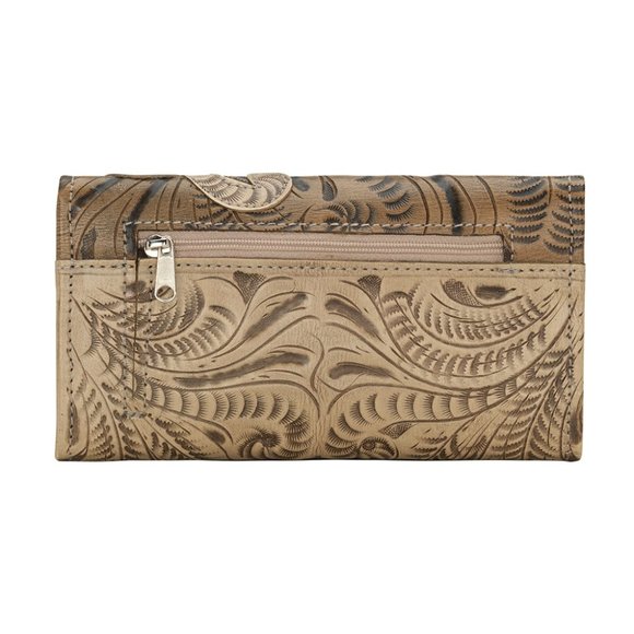 American West Annie's Secret Collection Ladies' Tri-Fold Wallet -Sand/Dis - Picture 2 of 3